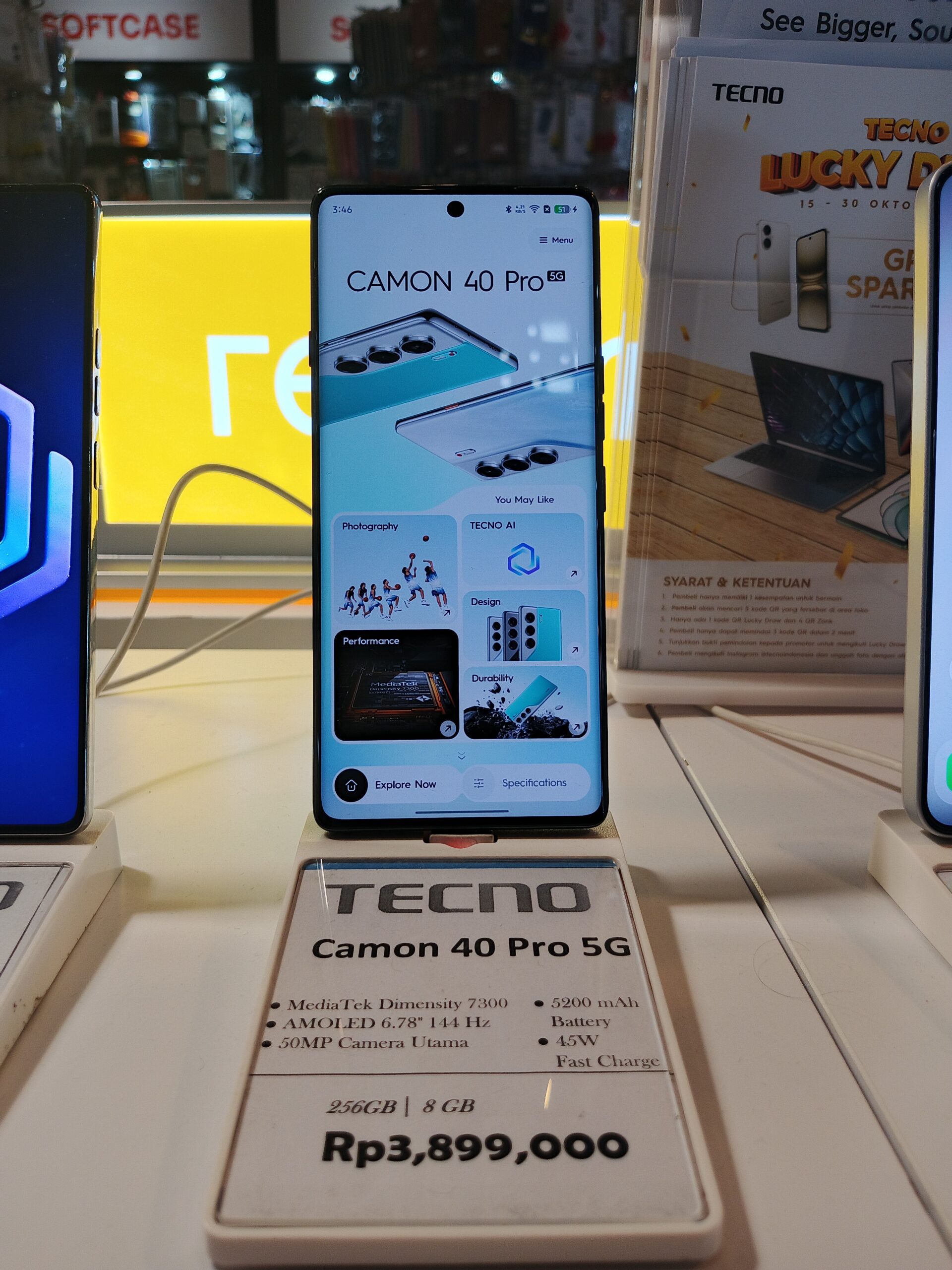 Tecno Camon 50 Pro (256 Go) - Moonshadow Black - 256 GB ROM + 16 GB RAM annoncés (8 GB + 8 GB étendus) – Image 4