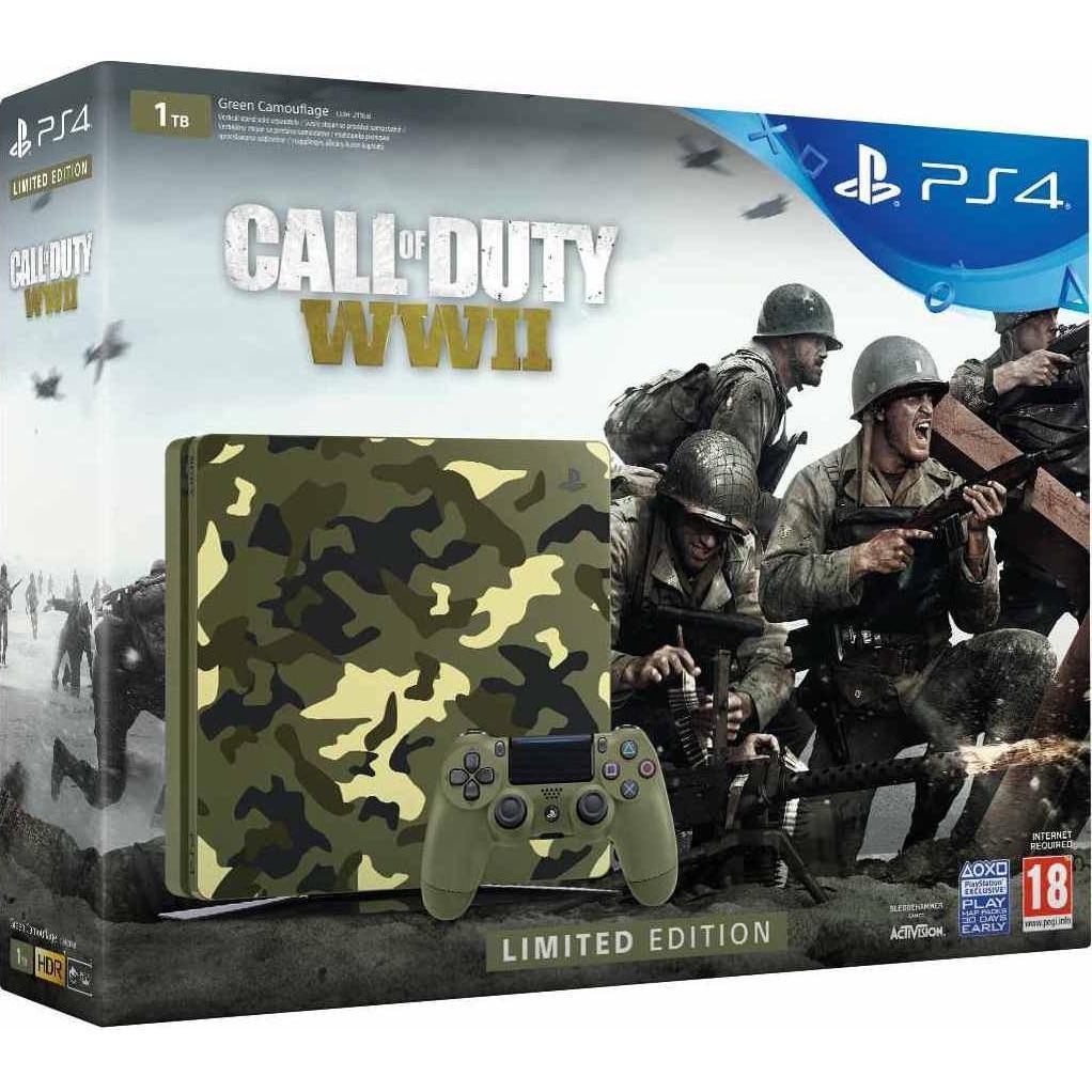 PlayStation 4 Slim 1000GB - Green - Limited edition Call of Duty: WWII + Call of Duty: WWII - 1 TB
